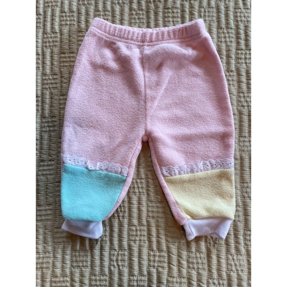 Vtg 12M Small Steps Pastel Color Block Applique Sweatshirt and Sweatpants Set - Picture 6 of 10